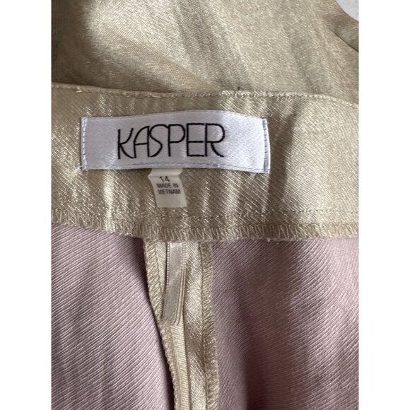 Kasper Womens kristy Slim Fit iridescent gold Tapered Pants Viscose Size 14 - Picture 5 of 6